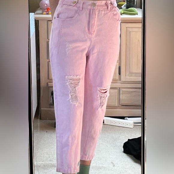 Pink Icy Design Ripped Jeans Size M - Picture 1 of 5
